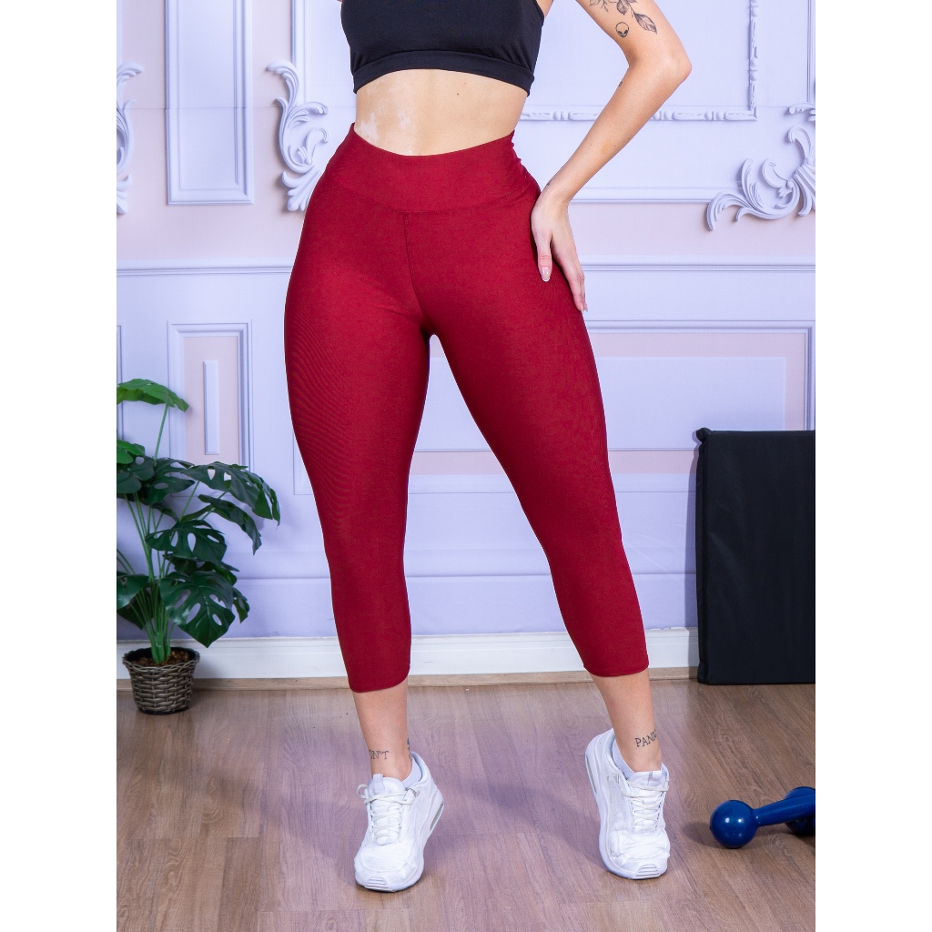 Calça Legging Corsário Suplex Cintura Alta Academia Fitness Moda LLevo em Oferta na Shopee