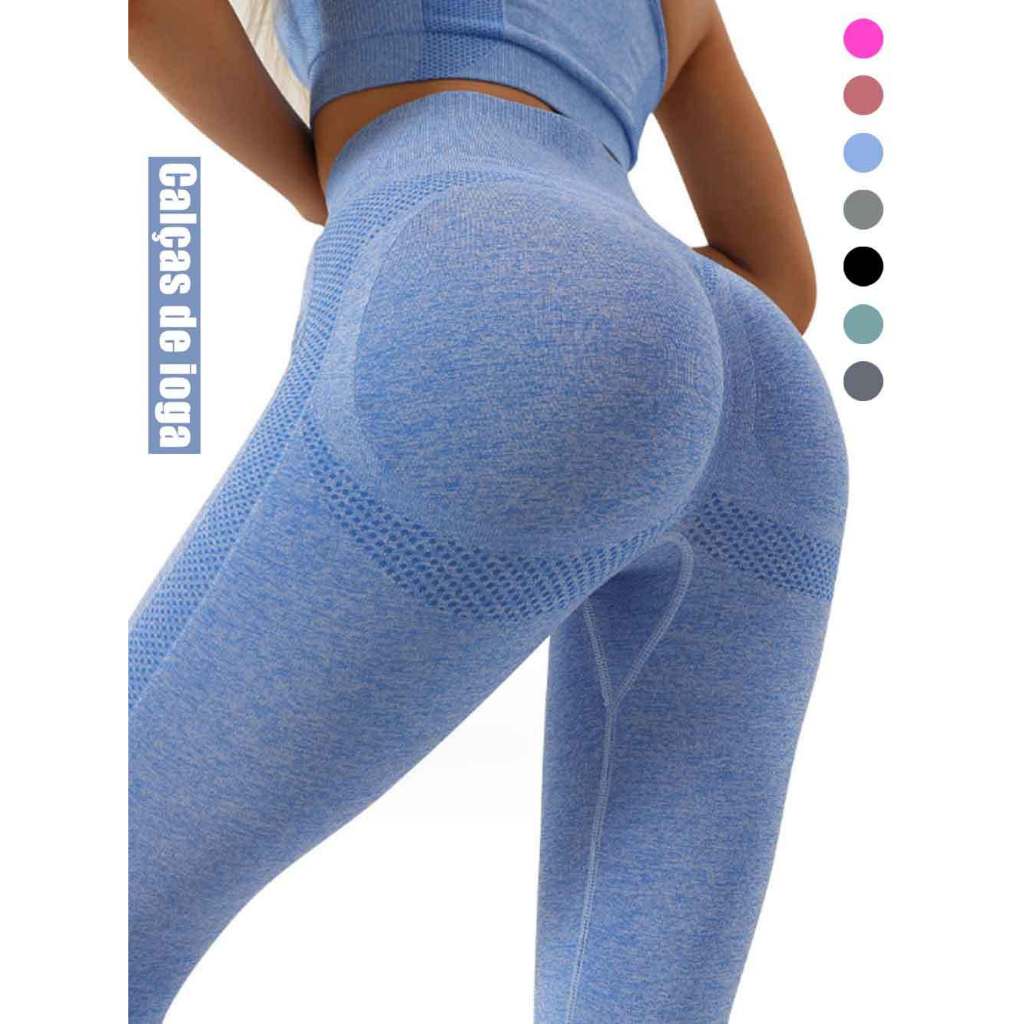 Calça Legging Esportiva Academia Feminina Cintura Alta Elástica Secagem Rápida em Oferta na Shopee