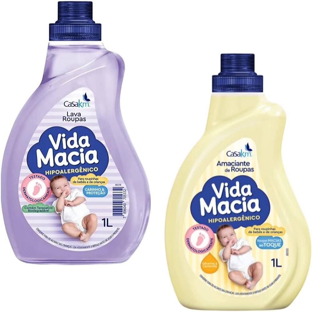 Kit Vida Macia Casakm Bebê 1 Lava Roupa + 1 Amanciante Litro