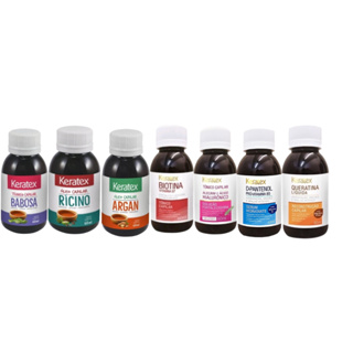 kit 07 óleos keratex  Argan, d-pantenol, queratina, babosa, ricino, a. hialuronico alecrim e biotina em Oferta na Shopee