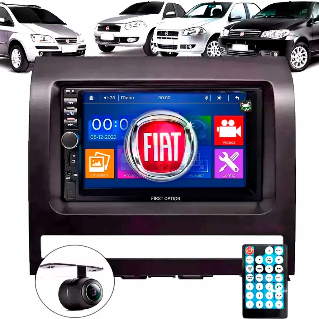 Kit Central Multimídia 2 Din Mp5 Fiat Idea Siena Palio Strada Weekend + Câmera + Moldura em Oferta na Shopee