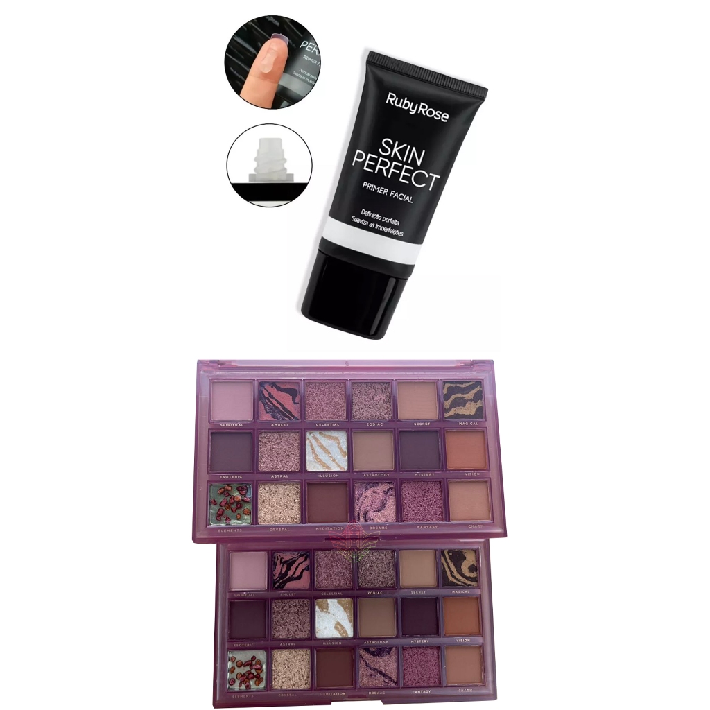 Kit C/2 unidades sendo 1 Paleta de Sombras MystIc Glow e 1 Primer Facial SKIN PERFECT - Ruby Rose