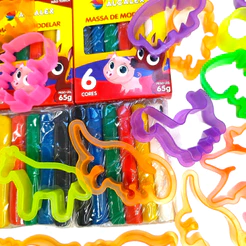 5 Massinha de Modelar + 5 Tubo de Bolha de Sabao S/ Liquido+ 5 Cortador P/Kit Festa Lembrancinha