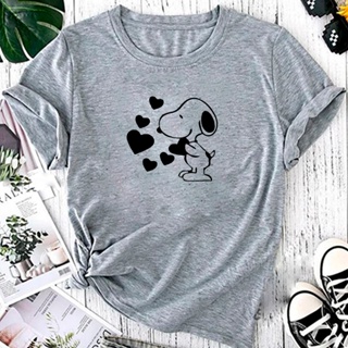 Blusa T-shirt Linda Camiseta Feminina Snoopy Coração Fofo Camisa em Oferta na Shopee