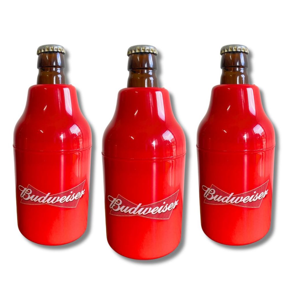 3 Porta Barrigudinha 300ml Budweiser Suporte Cerveja Porta Lata Térmico