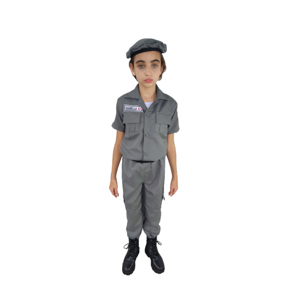 Fantasia Policial Militar Infantil Personalizada com calça em Oferta na Shopee