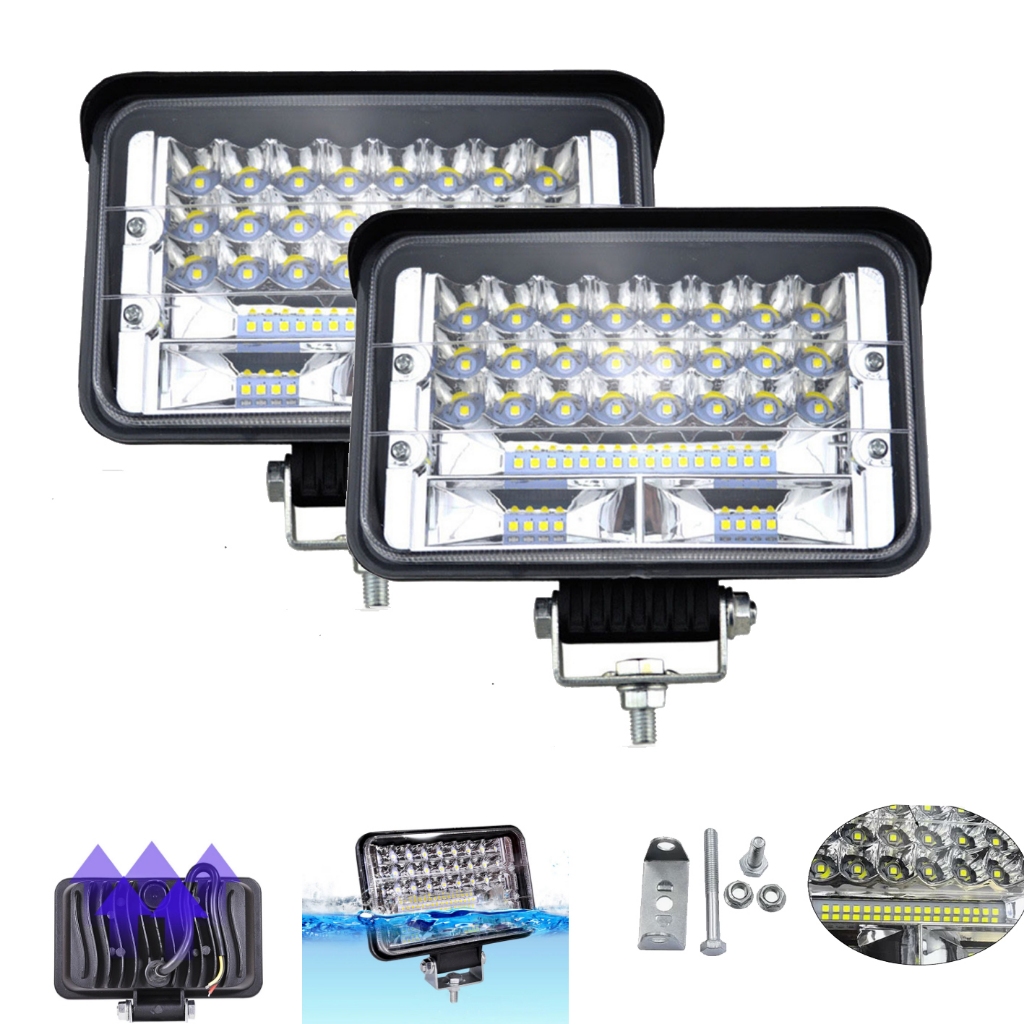 FAROL LED 144W RETANGULAR DUPLO FOCO BIVOLT CAMINHÃO JEEP 4X4 MILHA AUXILIAR