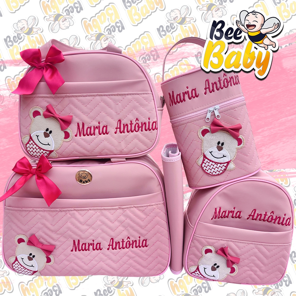 KIT BOLSA MATERNIDADE PERSONALIZADA ( ROSA+PINK )