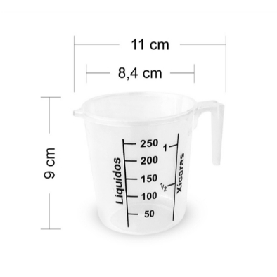 Kit Prático Medição Culinária Copo Dosador 500 ml + Jarra Medidora 250 ml cores