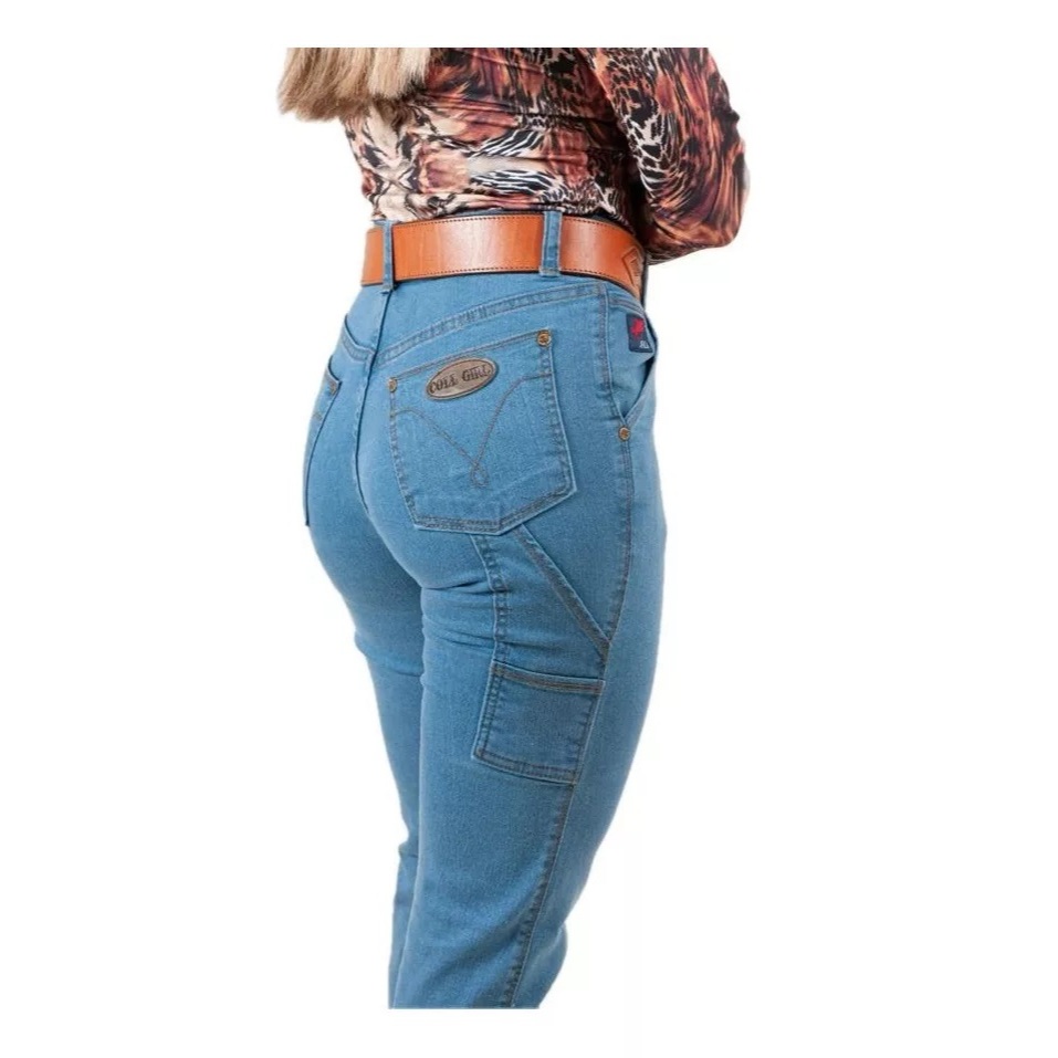 Calça Carpinteira Rodeio Country Festa Balada Rural Sitio Fazenda Cavalgada c/ Blusa Frio Feminina