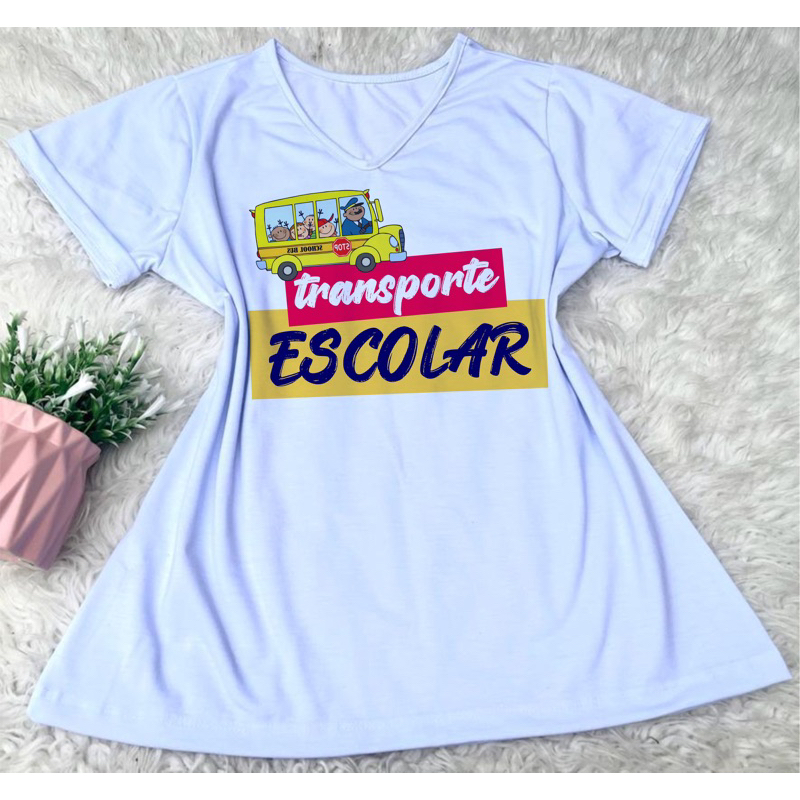 Camiseta T-shirt TRANSPORTE ESCOLAR blusa Feminina