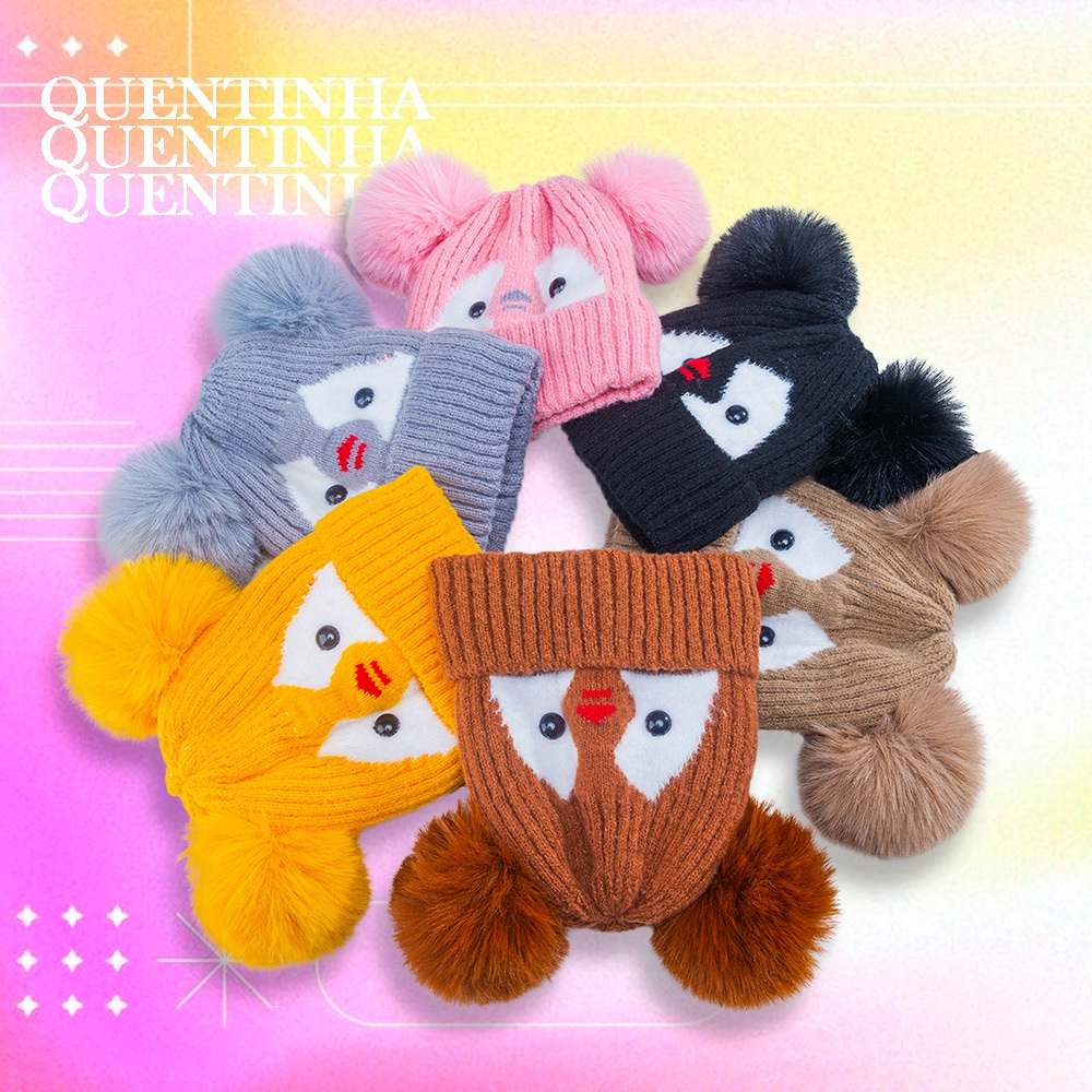 Gorro Touca Infantil Menino Menina Tricotado Quente Fashion Para 1 a 3 anos MZ0419PGM_SKU