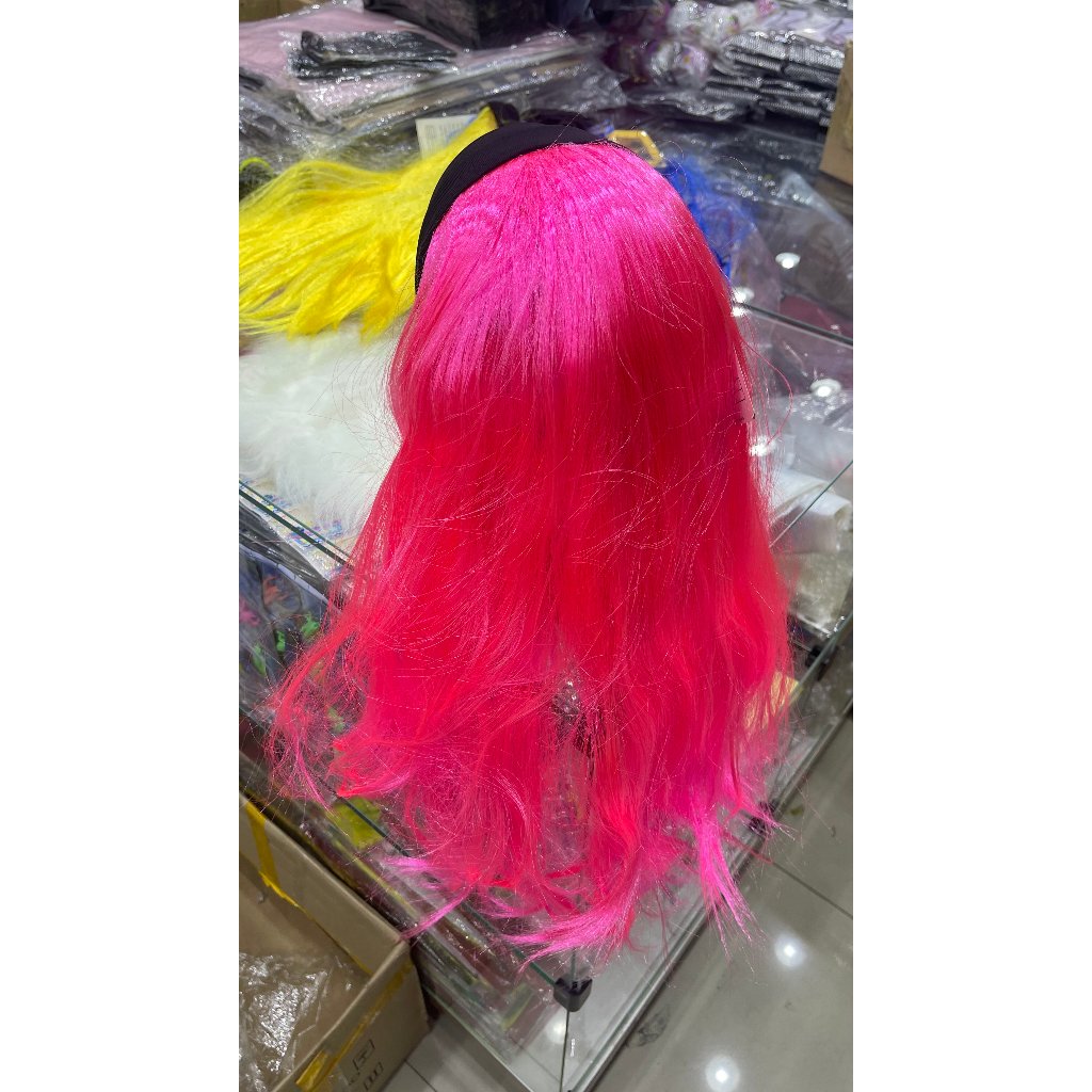 Peruca longa lisa e onduladas varias cores colorida cosplay comemoraçao eventos decoraçao com faixa