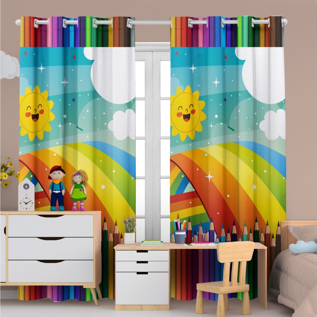Cortina Infantil lápis de cor 3.00x2x20m Estampa Digital em Oferta na Shopee