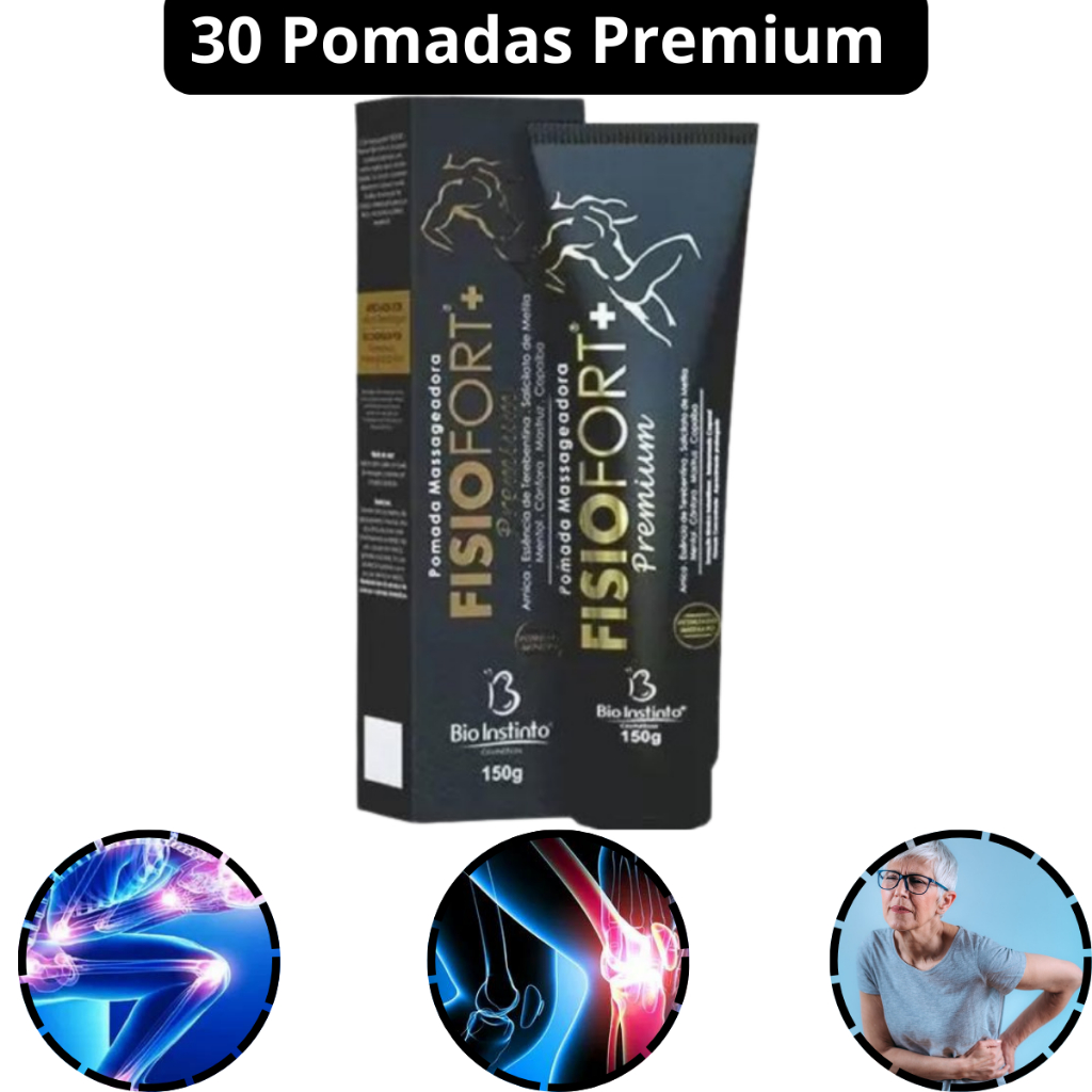 Kit 30 Pomadas Premium Fisiofort Alivio Imediato Relaxante Corporal Instensivo Original 150g