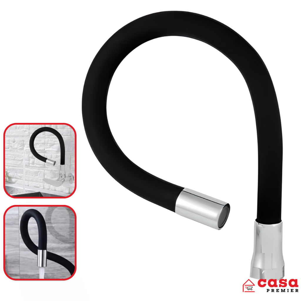 Cano Tubo Silicone flexível Torneira Preto 3/4 Polegadas Bico Cromado