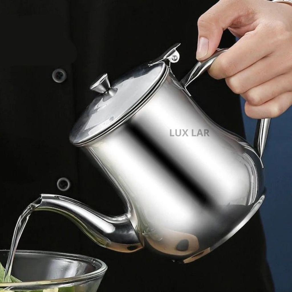Bule de Café Inox Cafeteira de Alumínio Polido Chá Leite c/ Alça e Tampa 420 ML ou 280 ML em Oferta na Shopee