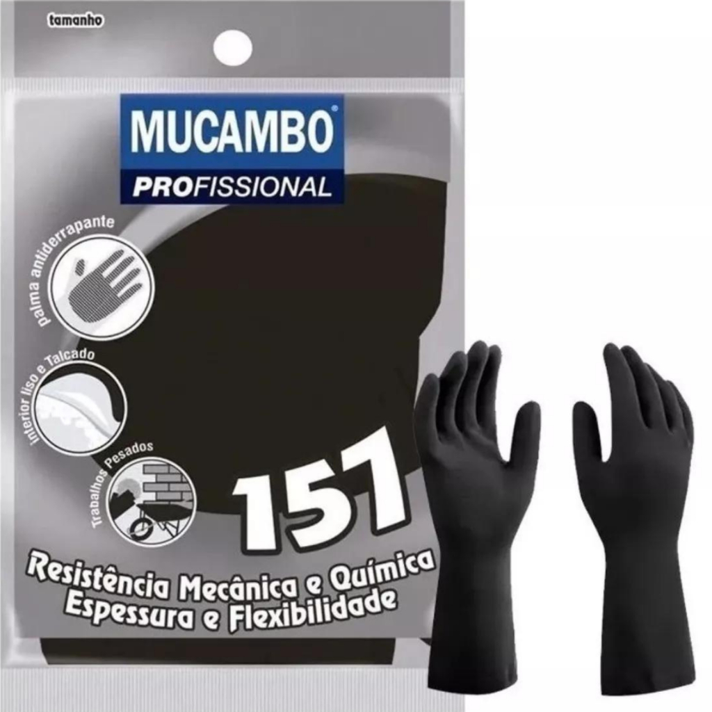 Luva Mucambo Pro 157 Latex Limpeza Faxina Industria Obra Argamassa Antiderrapante Reforçada 10un