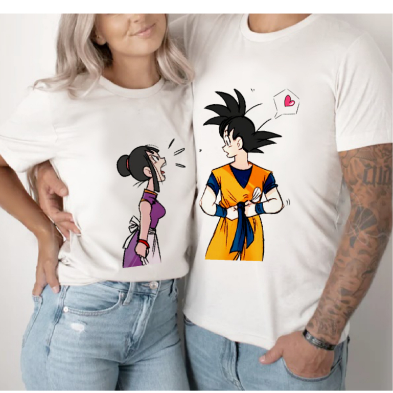 kit camiseta namorados goku e chichi, presente criativo dragon ball namorado e namorada em Oferta na Shopee