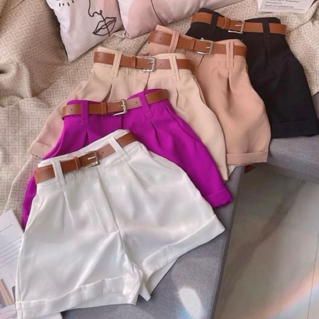 Short Feminino  Alfaiataria Social  Short  com Cinto Promoção