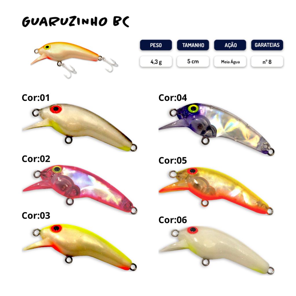 Isca Para Robalo Tucunare Traira Xareu - Guaruzinho BC Meia Agua KV - 4,3cm