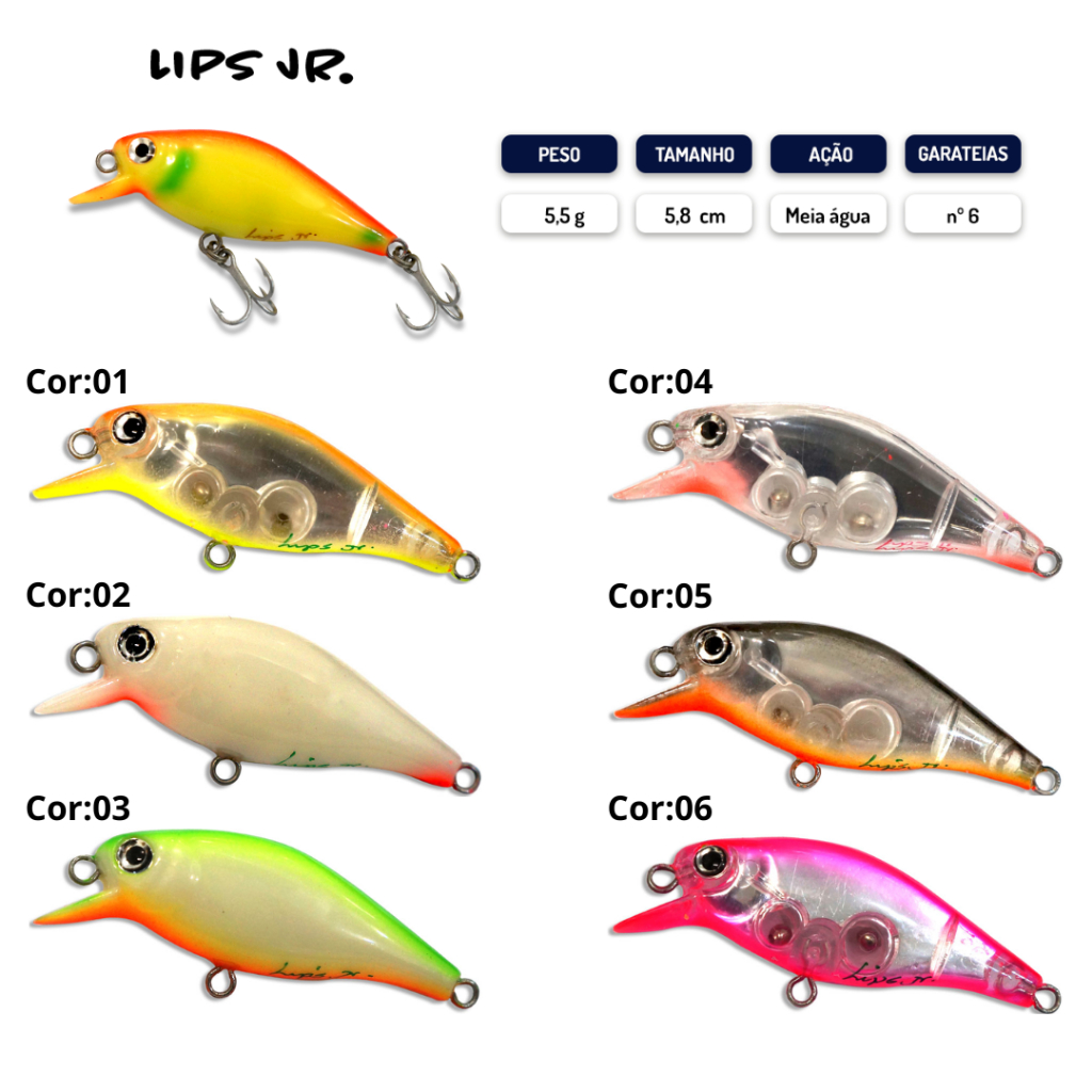 Isca Para Robalo Tucunare Traira Xareu - Lips Jr Meia Agua KV - 5,8cm
