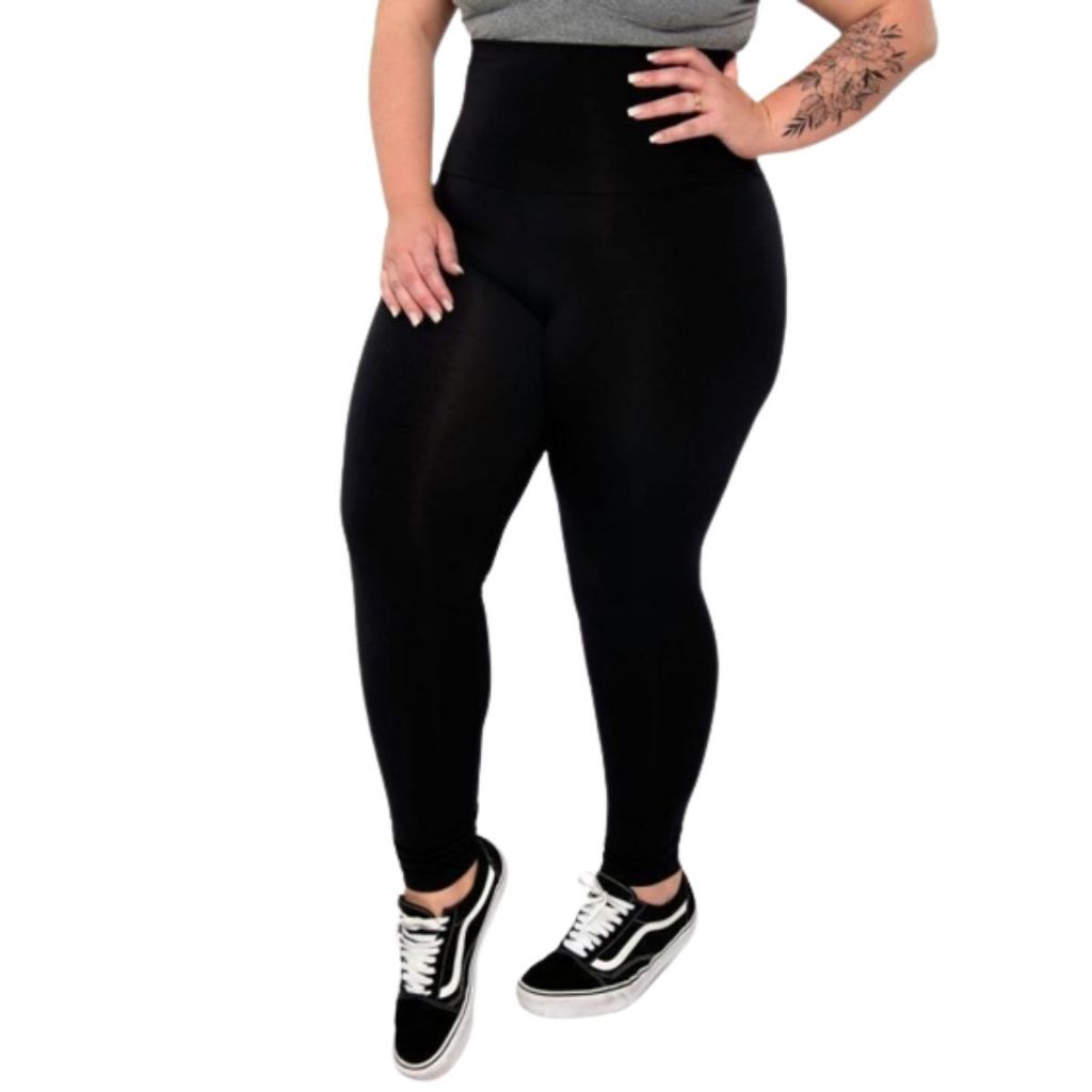 Calça Legging Plus Size Casual Fitness Suplex Lisa Cintura Alto G1 ao G3