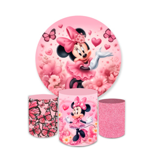 Kit Capa Painel Redondo + Capas Trio de Cilindros Veste Fácil Tema Infantil Minne em Oferta na Shopee