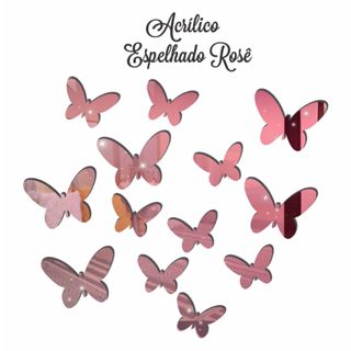 Kit 13 Borboletas em Acrílico Espelhado Rose - Decoração Parede - Quartos - Brilhante Elegante e Moderno em Oferta na Shopee