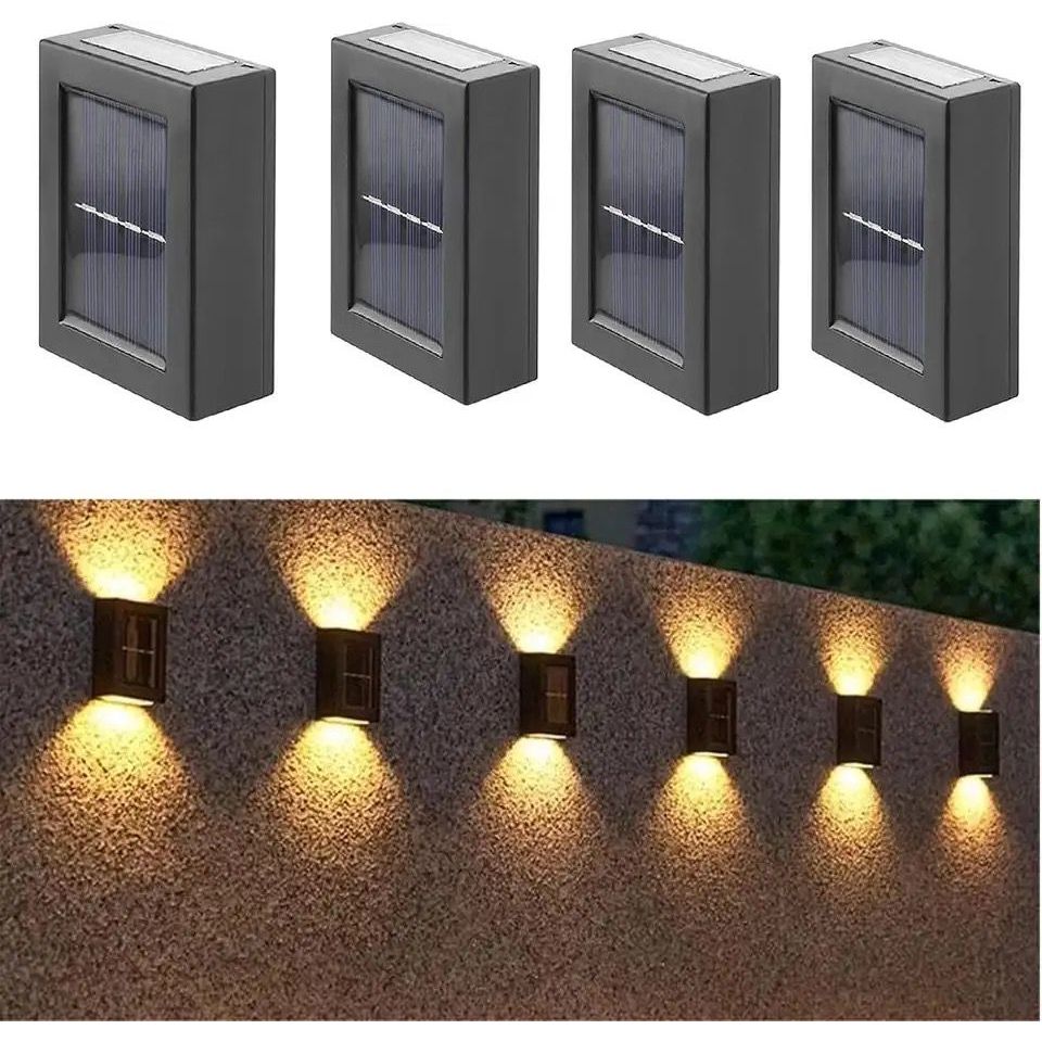 Kit Luminaria Solar Arandela de Parede Iluminação Luz de Escada Lampada Externa a Prova D'água