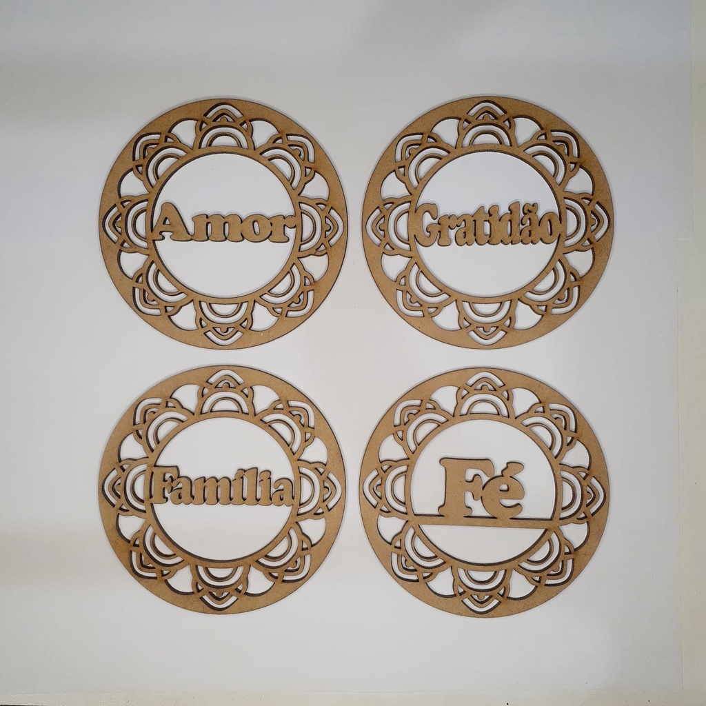 kit 5 Mandalas MDF cru 10cm de diâmetro 3mm de espessura