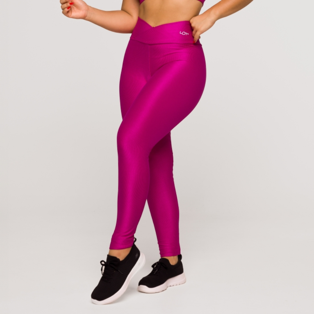 Calça Legging Fitness Feminina Academia Poliamida Cós Cruzado Glow