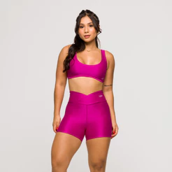 Conjunto Fitness Feminino Academia Poliamida Top e Short Feminina Crossfit Glow