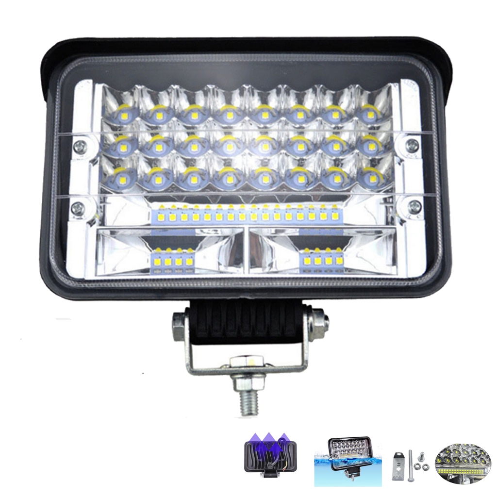 Farol Led retangular 144w foco duplo bivolt off road, caminhão 4x4 farol auxiliar TRATOR COLHEIRADEIRA EMPILHADEIRA