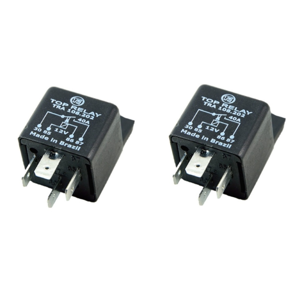 Par Rele Auxiliar Universal 12v 40a 4 Pinos Com Suporte