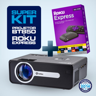 Kit Mini Projetor Betec BT850 HD 2100 Lumens + Roku Express Smart Wifi em Oferta na Shopee
