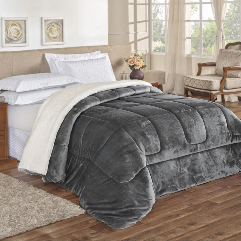 Coberdrom Edredom Sherpa Queen Casal - 2.40x2.20 - Macio e Elegante