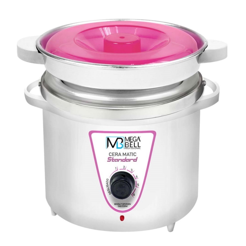 Panela Termocera para depilação Standard 900g Bivolt Com Refil Branco c/ Rosa ( Promoção)