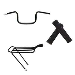 Bagageiro Garupa Reto Tubão Articulado + GuidãoTipo Moto CG Curvo + Manoplas Para Bicicleta Bike Aro 20 24 26 em Oferta na Shopee
