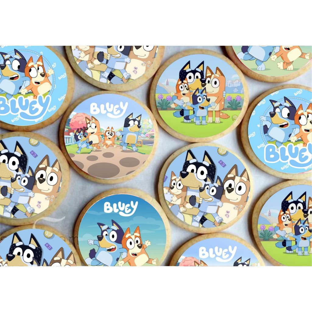 Papel arroz CORTADO para Pirulito ou Cupcake ou Bolacha ou Chocolate - Tema Bluey