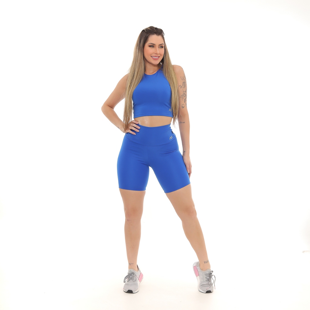 Conjunto Bermuda Blackout Zero Transparencia Moda Academia