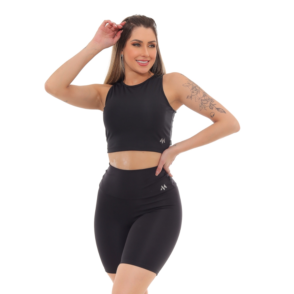 Conjunto Bermuda Blackout Moda Academia Com Tecnologia De Absorção De Umidade