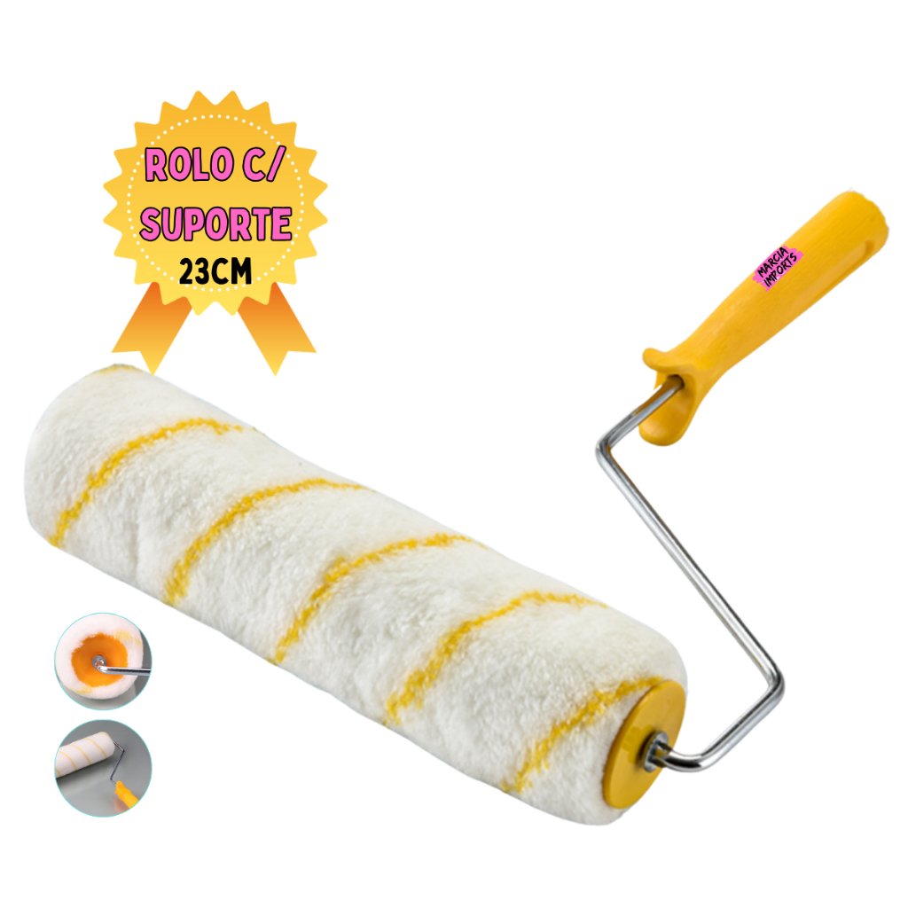 Rolo C/ Suporte para pintura profissional 23cm 9'' Rolo de Pintura