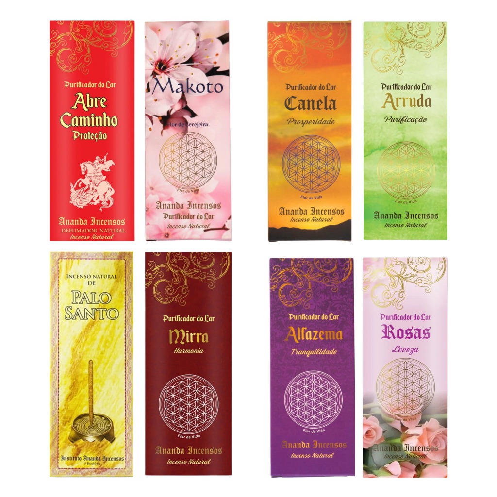 Incenso Aromaterapia Purificação e Limpeza Energética Ananda  Kit 02 Unidades - Escolha Seu Aroma
