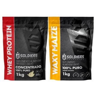 Kit: Whey Protein Concentrado 1kg + Waxy Maize 1kg Soldiers Nutrition Proteína Muscular em Oferta na Shopee