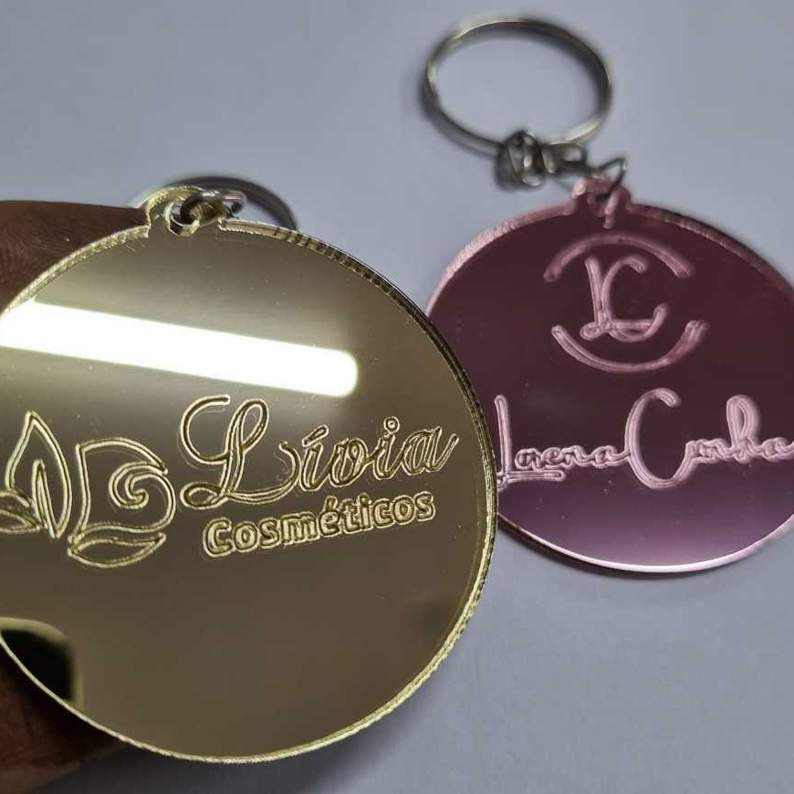 Chaveiro em Acrilico espelhado com sua Logomarca - Rose Gold - Dourado - Lilás - outras cores em Oferta na Shopee