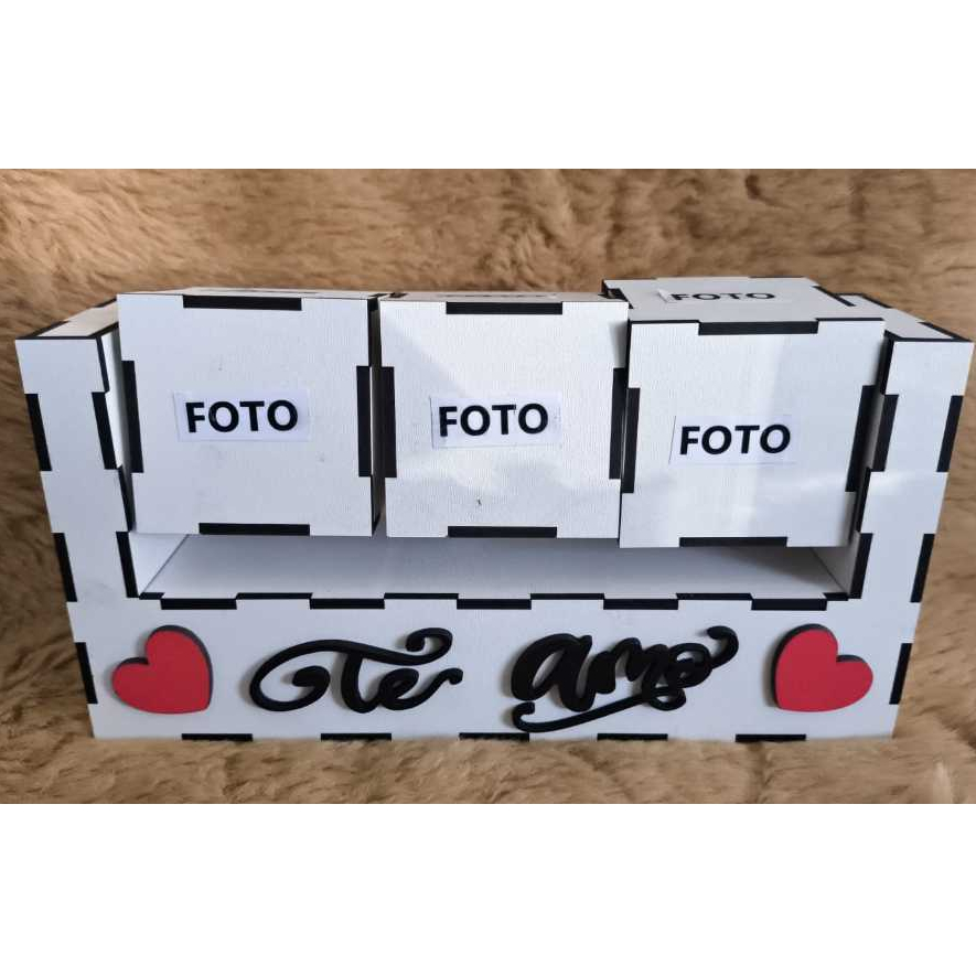 CUBO FOTO PRESENTE TE AMO DIA DOS NAMORADOS MDF