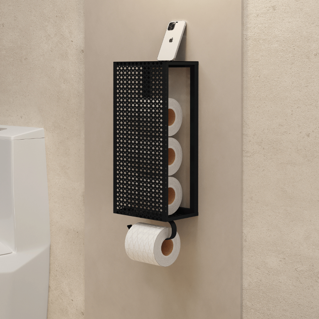 Porta Papel Higiênico Suporte Para Papel Em Aço Luxo Preto Estilo Industrial Moderno para ...