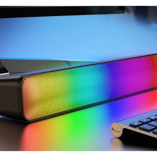 Caixa de som Soundbar Bluetooth Amplificada Para PC Gamer Notebook TV Com Led RGB FM