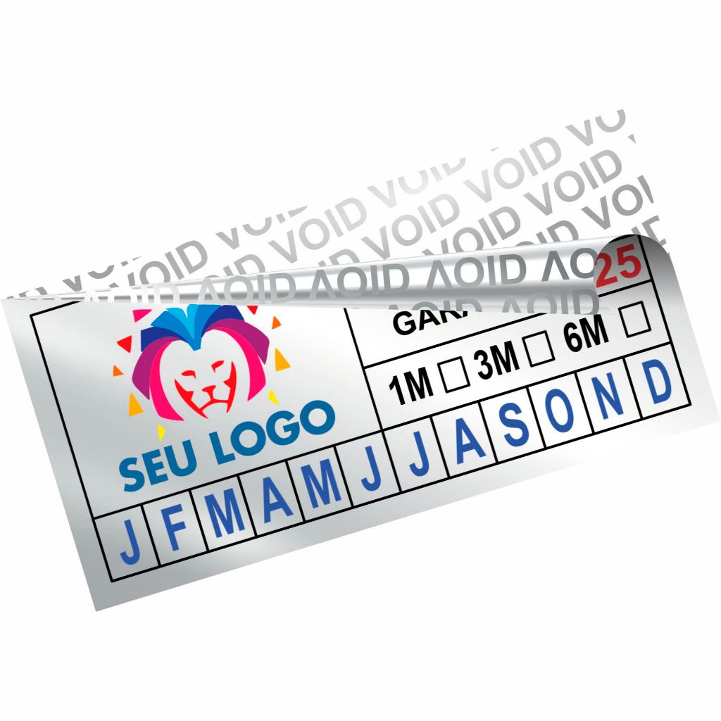 Lacre Void Prata 2x1 Cm Etiqueta Selo de Garantia Lacre de Segurança Personalizado